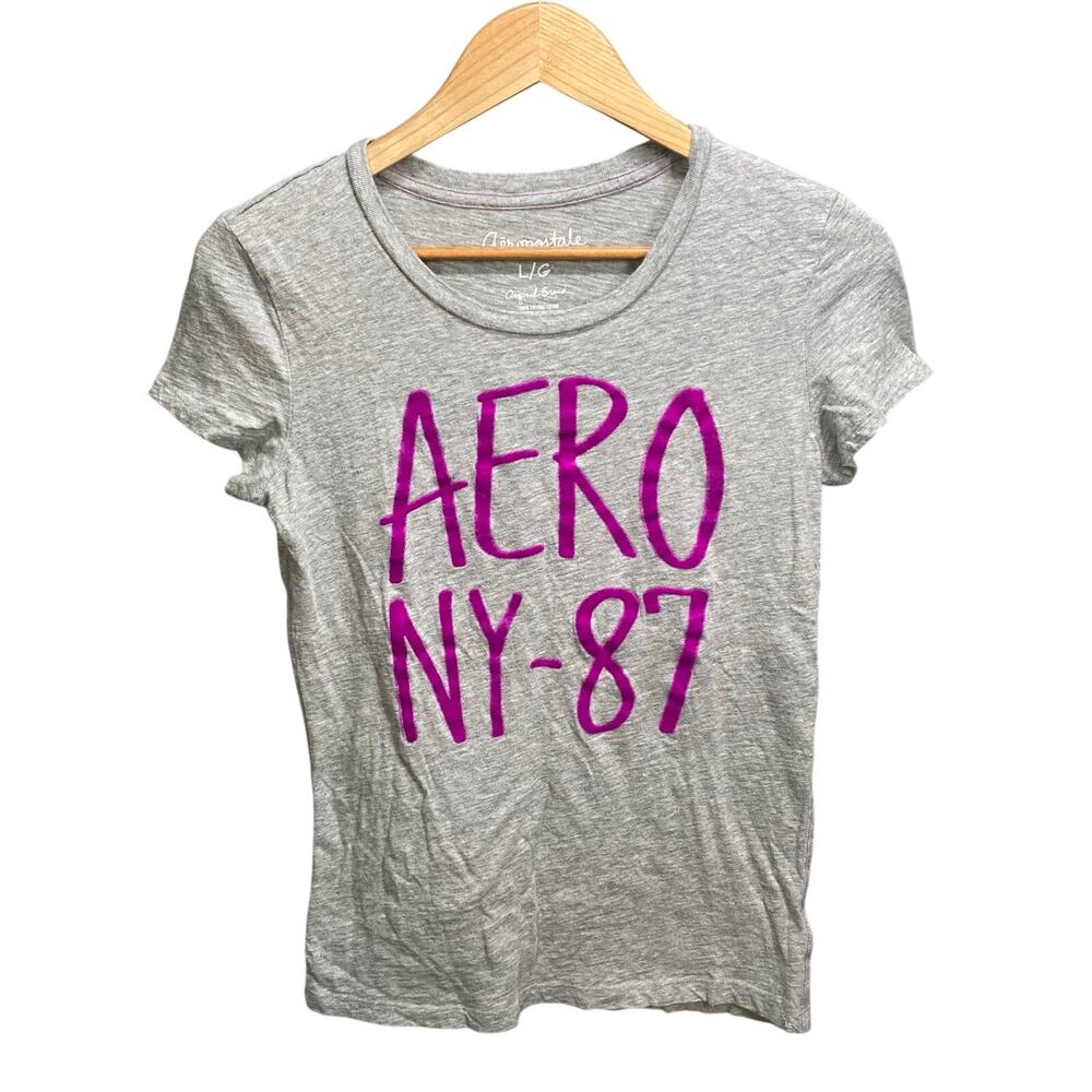 Y2k Aeropostale Baby Tee Large Short Sleeve Spellout Logo‎ Preppy